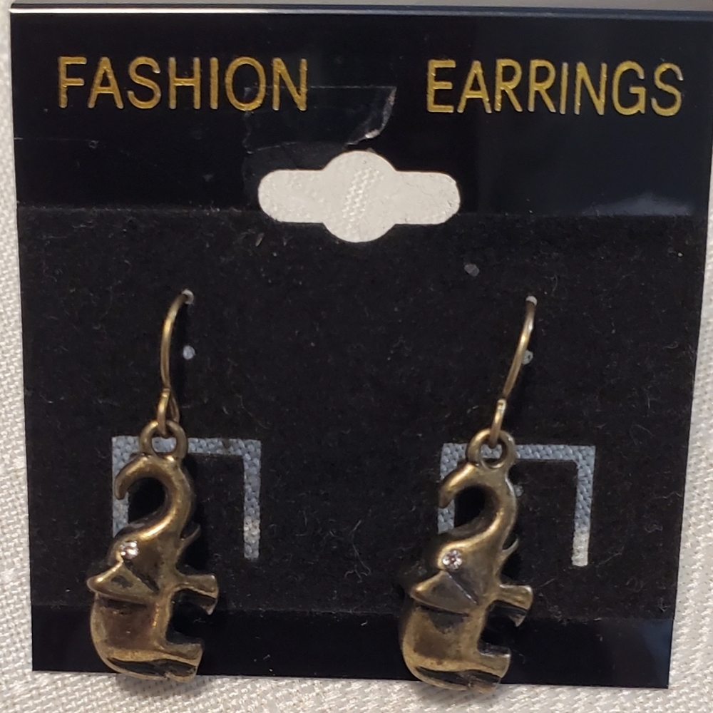 Gold Tone Elephant Earrings